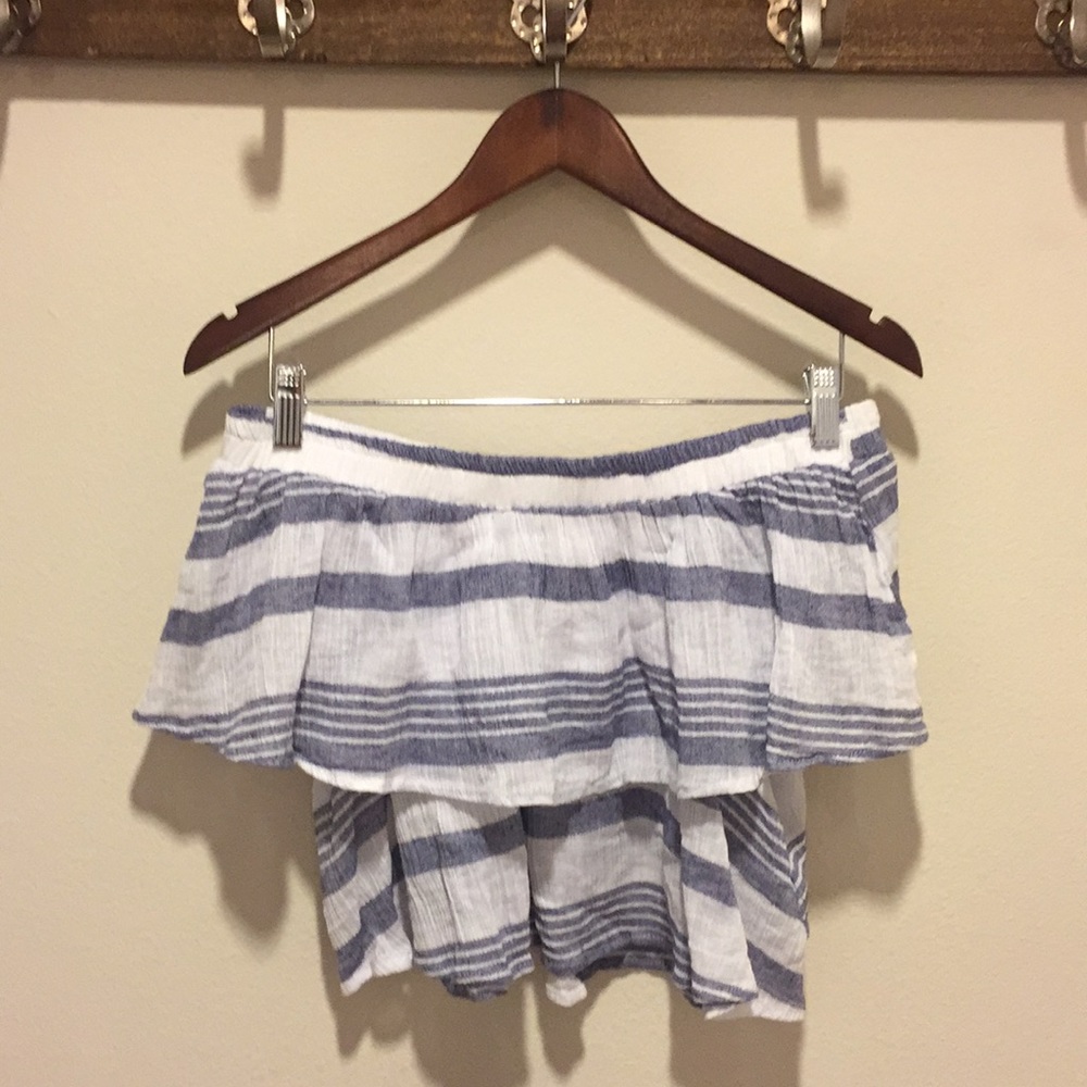 Angl Striped Off Shoulder Blouse